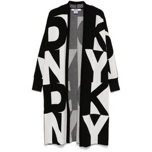 Dkny Oversized Black Cardigan With Bold Graphic Design - NWT